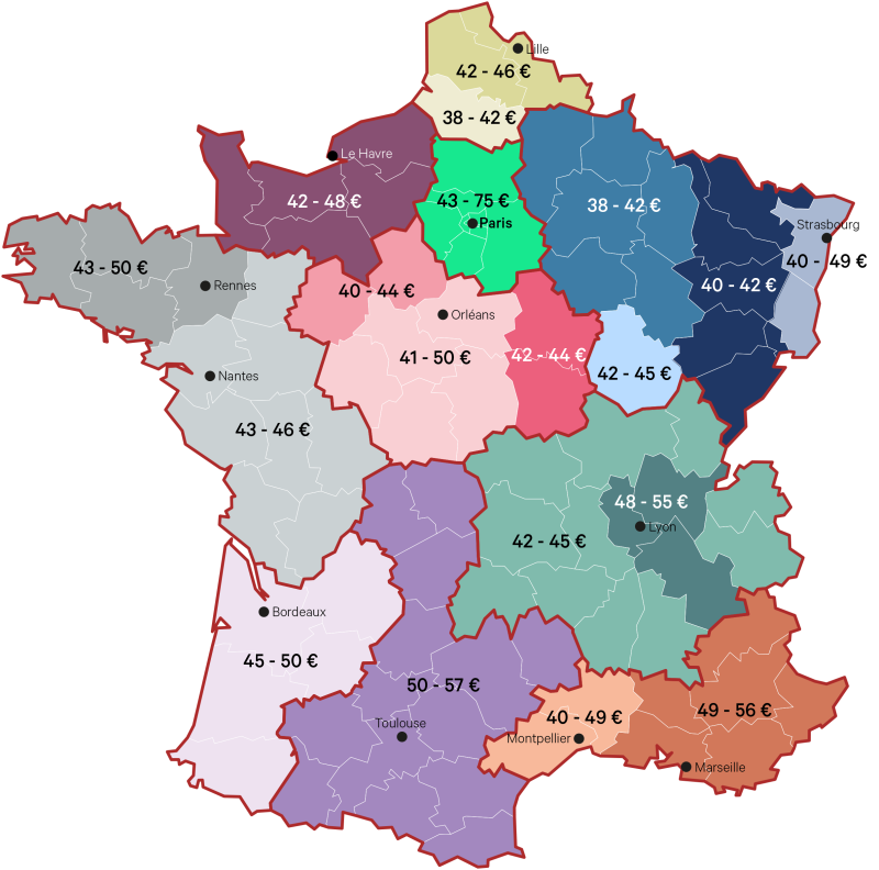 T4 2022 : Fourchettes locatives d'un entrepôt de seconde main en France